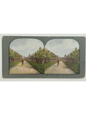 Antique East Lake Park Los Angeles CA Stereoview Bicycle Biker Photo  L-1